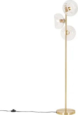 Produktbild von Art Deco Stehlampe Gold mit Glas 3 Flammig Ayesha