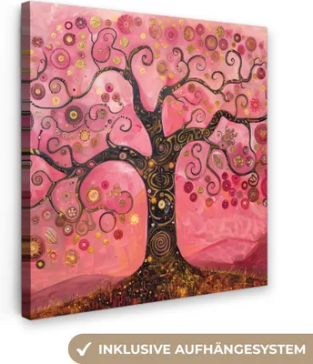 Obrázek produktu pro OneMillionCanvasses® - Plátno - Strom - Strom života - Růžová - Zlatá, nástěnná malba, nástěnné dekorace obrazy obývací pokoj, 20x20cm