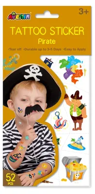 Produktbild von Hautfreundliche Temporäre Tattoo-Aufkleber im Piraten-Design für Kinder