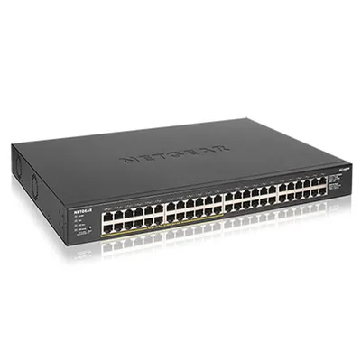 Produktbild von NETGEAR GS348PP Unmanaged Gigabit Ethernet (10/100/1000) Power over Ethernet (PoE) Schwarz, Unmanaged, Gigabit Ethernet (10/100/1000), Vollduplex, Power over Ethernet (PoE), Rack-Einbau