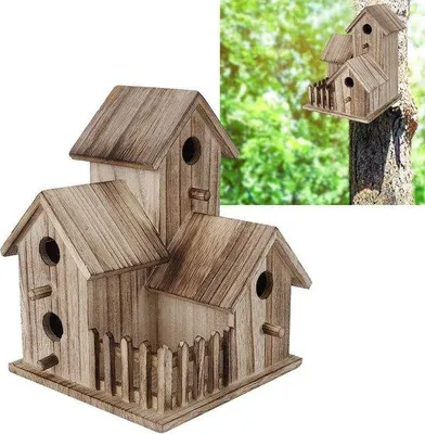 Immagine prodotto di Rifugio per uccelli in legno - Piccolo rifugio per uccelli da giardino - Casetta per uccelli - Decorazione da giardino - Dimensioni: 81 x 61 x 61 cm