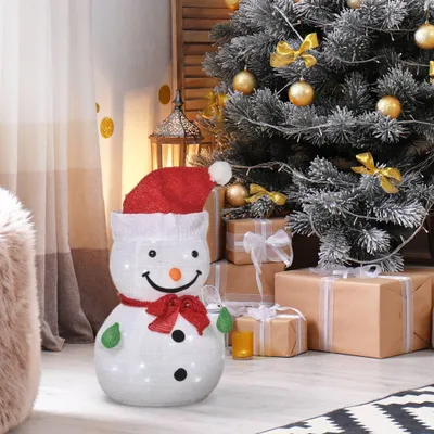 Produktbild von Weihnachtsdekoration Schneemann Mit Led-Lichter Modell Garten Hof Dekoration Faltbar Wetterfest Polyester Grün+Rot+Weiß Ø30 X 51 Cm