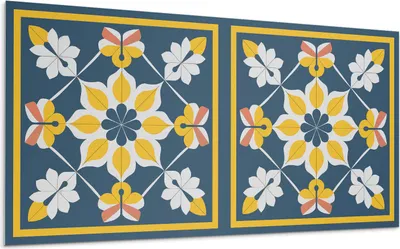 Produktbild von Blumenmuster In Symmetrie – Selbstklebende Fliesen – Wandverkleidung – Wandpaneel – PVC Fliesen – Vinylflisen – PCV Flisen – Selbstklebend – Wanddeko – 6 Stück 60 x 30 cm