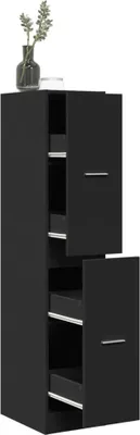 Produktbild von vidaXL Apothekerschrank Schwarz 30x41x144,5 cm Holzwerkstoff