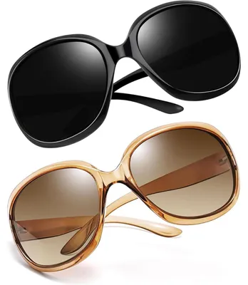 Image de Lunettes de soleil pour femmes, modèle oversize, polarisées, protection UV400, noir et marron clair