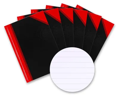 Produktbild von Bantex Notizbuch A6 liniert, 192 Seiten, 70 g/m², Hardcover, Schwarz, 6 Stück