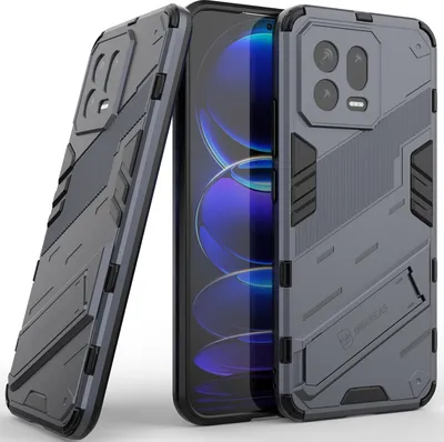 Produktbild von Armor Hülle für Xiaomi 13, Hybrid PC TPU Bumper Stoßfestes Schutzhülle mit Standfunktion Grau