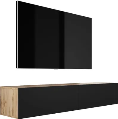 Produktbild von TV-Schrank, A: B: 170 cm, H: 34 cm, T: 32 cm, WOTAN EICHE/SCHWARZ MATT