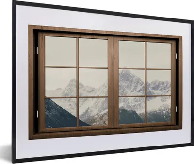 Produktbild von MuchoWow® MuchoWow® Gerahmtes Poster Aussicht - Berg - Schnee 60x40 cm - Poster mit zchwarzem Bilderrahmen - Schlafzimmer - Plakat in Rahmen - Drucken
