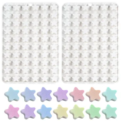 Image de Moules en silicone pour chocolats en forme d'étoile, lot de 2, avec 60 cavités, de couleur blanche
