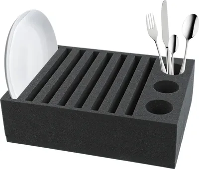 Produktbild von Wamovo Geschirrhalter Tellerhalter Besteckhalter | 8 Teller | schwarz | Spezialschaum