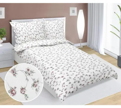 Obrázek produktu pro Krepové povlečení - 140x200 cm. 70x90 - bílá,růžová