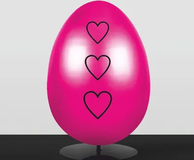 Produktbild von Casa Padrino XXL Deko Osterei mit Ständer Pink / Schwarz H. 75 cm - Oster Dekoaration