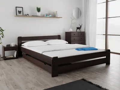 Produktbild von Bett Laura 160 x 200 cm, Nussbaum Matratze: Matratze Coco Maxi 20 cm, Lattenrost: Mit Lamellenrost