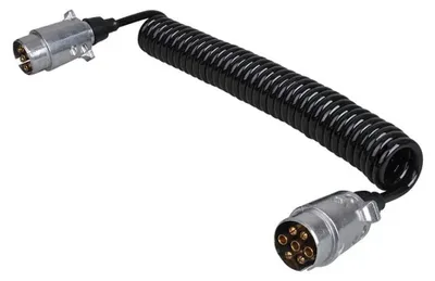 Productafbeelding van Spiraalkabel, 4,5 meter lang, met een metalen stekker met 2x 7 pinnen