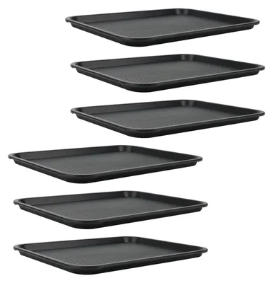 6er Set Fast Food Tablett, 41,5 x 30,5 cm, Schwarz, Kunststoff