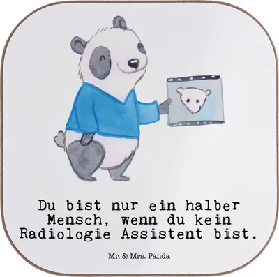 Produktbild von Mr. & Mrs. Panda Holzuntersetzer Radiologie Assistent Herz - Weiß - Geschenk, Untersetzer für Gläser, Tasse, Tischschoner, weinuntersetzer, Glas, gläseruntersetzer