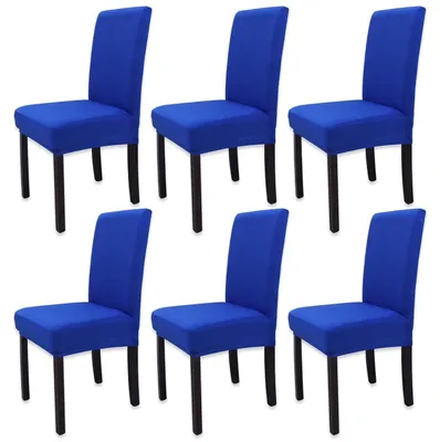 Produktbild von Esszimmer Stuhlhussen 6 Stück Königsblau Abnehmbar Waschbar Elastisch Polyester-Elasthan