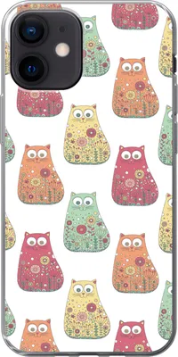 Produktbild von MuchoWow® Handyhülle Schutzhülle Hülle für Telefoonhoesje iPhone 12 Mädchen - Katze - Blumen - Muster - Mädchen - Kinder - Kinder Silikon Softcase Handy Hülle - Schutzhülle