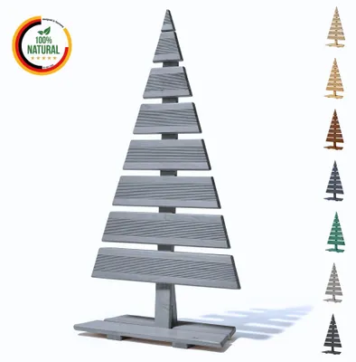 Immagine prodotto di Floranica Albero di Natale in legno naturale 90x45cm Grigio Decorazione natalizia per interni ed esterni albero in legno di larice fatto a mano