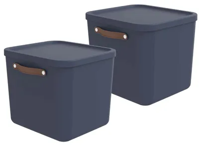 Produktbild von Rotho 2er-Set Aufbewahrungsbox 40L Maloja - Kunststoffbox mit Deckel - Stapelbox 39,5 x 38,0 x 34,0 cm - Plastikbox Ordnungsbox Allzweckkiste