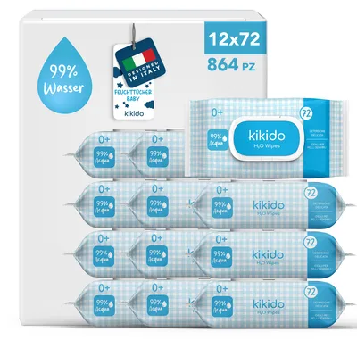 Produktbild von Kikido Baby-Feuchttücher ohne Duftstoffe - Babytücher mit 99 % Wasser- 864 pz