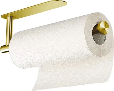 Obrázok produktu pre Držiak na kuchynský papier bez vŕtania, držiak na kuchynský papier na stenu, držiak na kuchynský papier z nerezovej ocele, zlatý