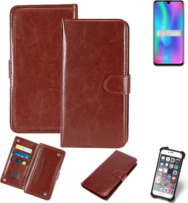 Produktbild von K-S-Trade 360° Hülle kompatibel mit Huawei Honor 10 Lite braun Kunstleder Case BookCase WalletCase Kunstlederederhülle Handyhülle, Rundumschutz