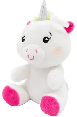 Produktbild von Amscan Ballongewicht Plüschtier Einhorn mit Haken, 11 cm, 90 g - 2-in-1 Luftballon-Beschwerer für Heliumballons - Geeignet für Party, Geburtstag & Dekoration