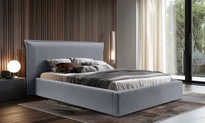 Productafbeelding van Gestoffeerd tweepersoonsbed AMADA, complete set, 160x200 cm, stof: grijs