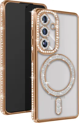 A close-up of a smartphone case with decorative elements.
