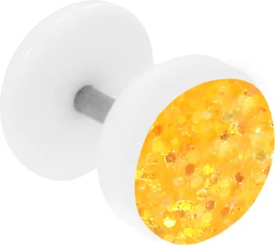 Produktbild von Fake Plug Ohrstecker weiß Glitterline Farbe - Gelb