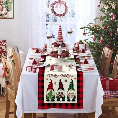 Zdjęcie produktu dla Bieżnik świąteczny Unyqoos® o wymiarach 30 x 180 cm, wykonany w 100% z poliestru – dekoracyjny bieżnik z motywami świątecznymi, który chroni przed wysoką temperaturą, zarysowaniami i plamami