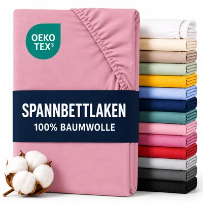 Produktbild von Komfortec Jersey Spannbettlaken 140x200 cm, 100% Baumwolle, Pink