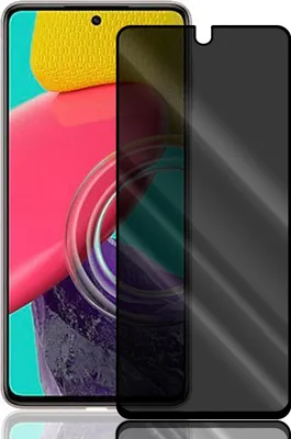 A privacy screen protector is shown placed over a smartphone screen.