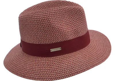 Seeberger knautschbarer Borten-Sommerhut Fedora mit UV-Schutz 30 in rot
