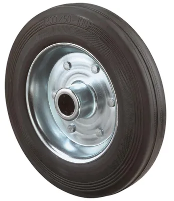 Produktbild von Transportgeräte-Rad, Gummi schwarz, Durchm. 180 mm, Traglast 170 kg, Rollenlager