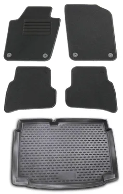 Gummi-Kofferraumwanne + Fußmatten Set für VW Polo 6R, Bj. 12/2009-, schwarz