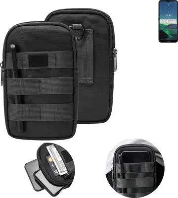 Produktbild von K-S-Trade Holster Gürtel Tasche kompatibel mit Nokia 1.4 Handy Tasche Schutz Hülle dunkel-grau viele Fächer, 1x