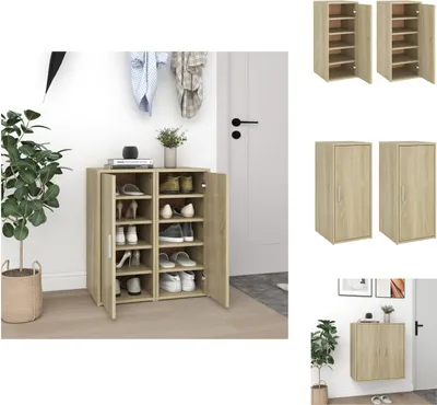Obrázok produktu pre vidaXL Botníky 2 ks Sonoma dub 32x35x70 cm materiál na báze dreva - Regály a skrinky na topánky