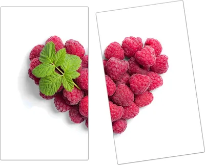 Produktbild von Spritzschutz Herdabdeckplatte Schneidebrett aus Glas Herz aus Himbeeren 2-Teilig (60x52cm)