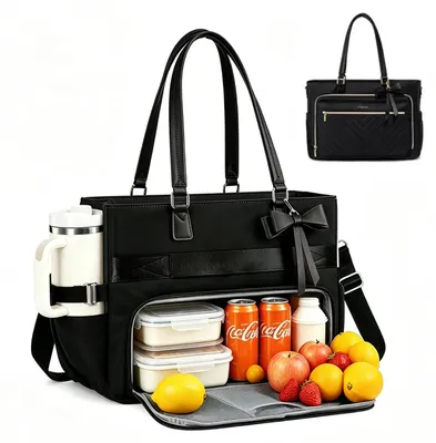 Laptoptas 2-in-1 mit Lunchfach, 17,5 Zoll, schwarz