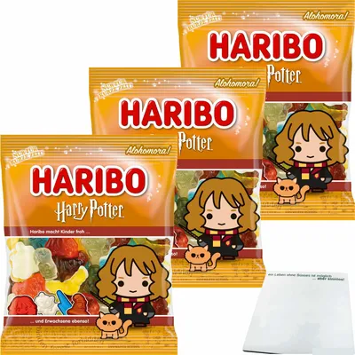 Produktbild von Haribo Harry Potter Hermine Edition 3er Pack (160g Beutel) + usy Block