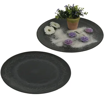 Produktbild von Platzteller in Schiefer-Optik Ø 33 cm Dekoteller Deko-Teller Schale Obstschale