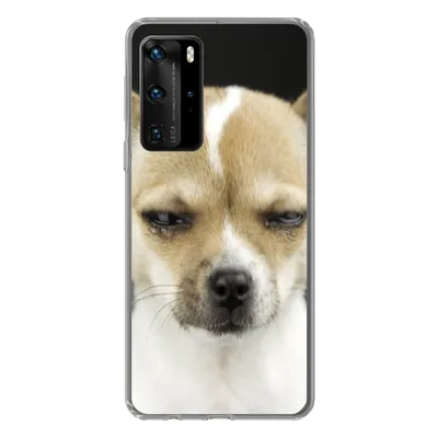Produktbild von MuchoWow® Handyhülle Schutzhülle Hülle für Huawei P40 Pro Weinender Hund auf schwarzem Hintergrund Silikon Softcase Handy Hülle