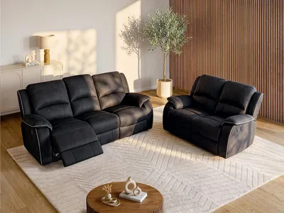 Produktbild von Couchgarnitur Relax 3+2 - Microfaser - Schwarz - HERNANI