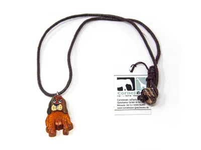 Produktbild von Kette Hund, Holzanhänger, Ketten Modeschmuck Holzkette Hunde Tier Tiere