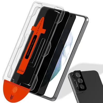 Produktbild von 2-Pack Samsung S21 Displayschutzfolie Privacy & 1-Pack Kameraschutz - Gehärtetes Glas | [Automatische Installation] - Blasenfrei