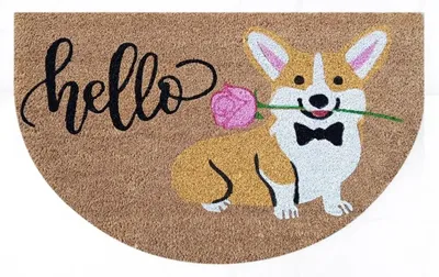 Imagen del producto de Felpudo de fibra de coco con estampado de 45x75 cm, diseño de Corgi