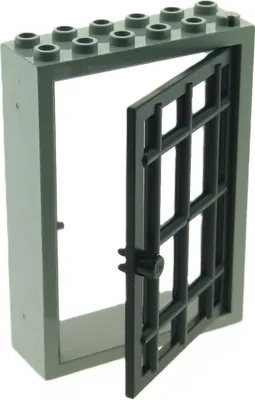 Produktbild von 1x Lego Tür Rahmen 2x6x7 alt-hell grau Fenster Gitter 1x6x7 schwarz 4611 4071